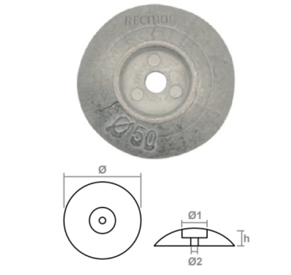SINGLE DISC ANODE 50mm (ZN) — REC9010