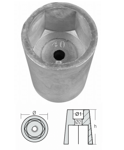 ANODE RADICE HEXAGONAL SHAFT 45 — 00404E TSEAL
