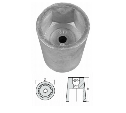 ANODE RADICE HEXAGONAL SHAFT 40 — 00403E TSEAL