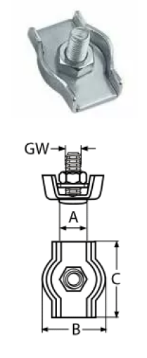 SIMPLEX WIRE ROPE CLIP A4 5MM — 8304405 MTECH