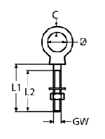 EYE BOLT WITH METRIC THREAD A4 10X100 — 8267410 100 MTECH