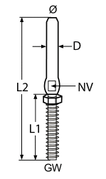 SWAGE STUD WITH NUT, LEFT A4 M6/4MM — 8467406/4 MTECH