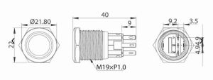 STAINLESS STEEL SWITCH 7A /red LED/ — L0612082 TREM