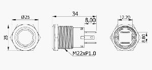 BLACK ALUMINIUM ON-OFF SWITCH 9-32V/15A — L0674015 TREM