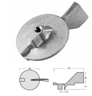 ЦИНКОВ АНОД YAMAHA 80-100HP 4T — 01140 TSEAL