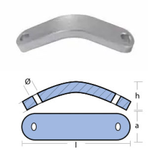 PLATE  SELVA CURVA F.B. 57x15x4 — 01901 TSEAL