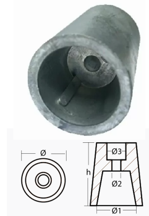 ЦИНКОВ АНОД ЗА ПРОПЕЛЕР, КОНИЧЕН, ф60 mm — 00407 TSEAL