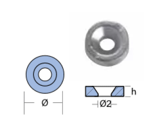 WASHER MARINER-YAMAHA 2-25HP D.24 OF ALUMINUM — 01109AL TSEAL