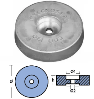 RUDDERS STERN DIA 130 H 30 ZINC — 00130 TSEAL
