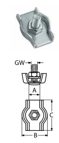 SIMPLEX WIRE ROPE CLIP A4 4MM — 8304404 (2) MTECH