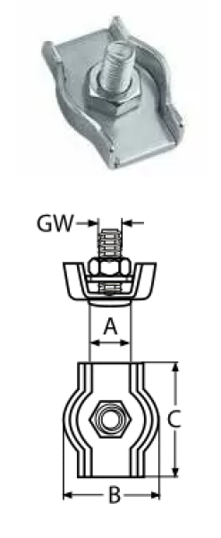 SIMPLEX WIRE ROPE CLIP A4 5MM — 8304405 MTECH