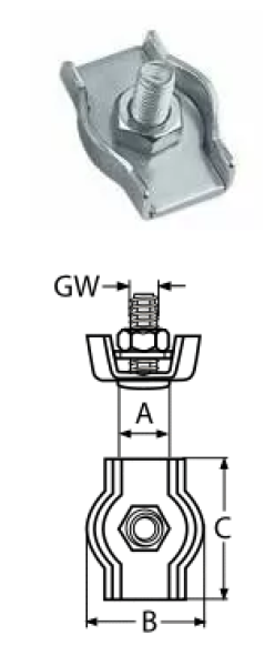 SIMPLEX WIRE ROPE CLIP A4 4MM — 8304404 MTECH