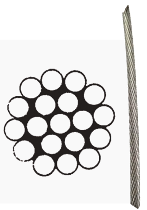 WIRE ROPE HARD/STIFF 1X19 AISI-316, 4 mm — 8378404 250 MTECH